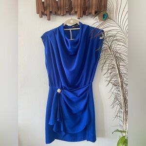 Zara Royal Blue Wrap Dress with Broach